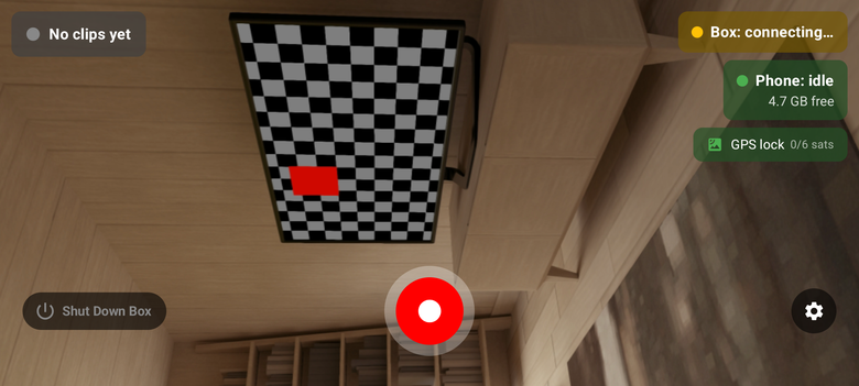 Real app screen, idle and ready to record